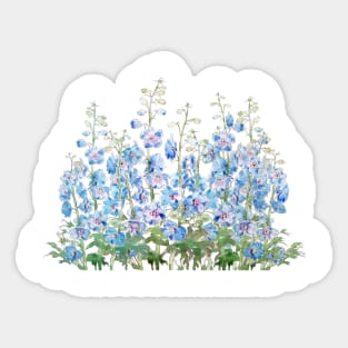 blue and purple larkspur field watercolor Sticker
